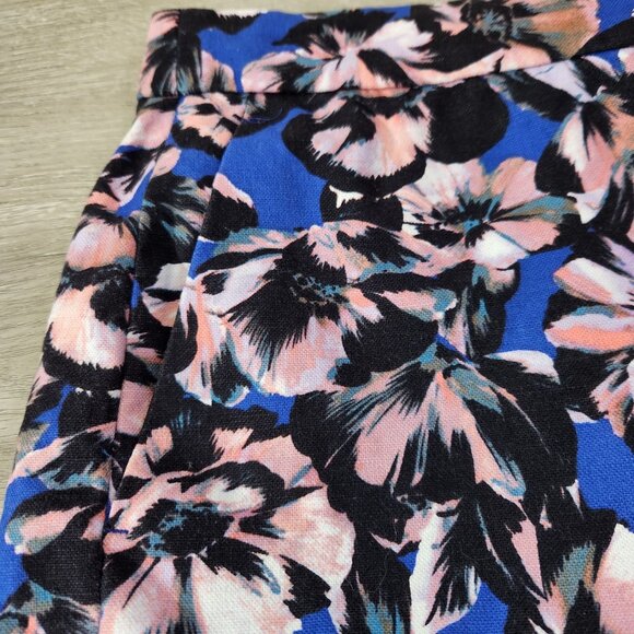 J. Crew Floral Print Cotton Linen Blend Shorts Blue Pink Womens Size 8 - Picture 6 of 15